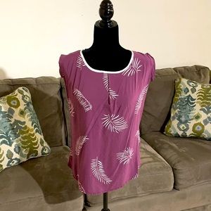 Sleeveless Palm Leaf Pattern Blouse